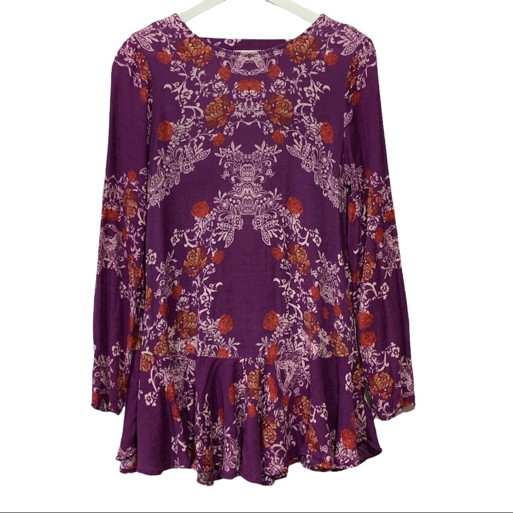 Free People Smooth Talker Boho Chic Festival Mini Dress Sz S Plumberry - Picture 3 of 10